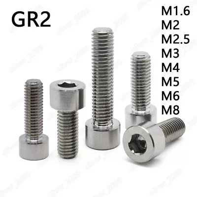 GR2 Titanium Allen Hex Socket Bolts Cap Head Screws M1.6 M2 M2.5 M3 M4 M5 M6 M8 • $39.96