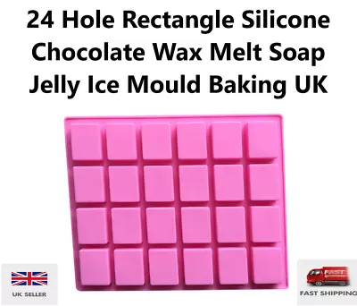 24 Hole Rectangle Silicone Chocolate Wax Melt Soap Jelly Ice Mould Baking UK • £3.50