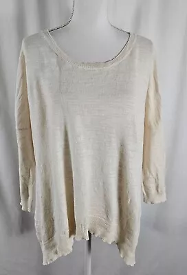 Anthropologie Moth Womens Pullover Top Ivory Hi Lo Cotton Viscose Medium • $15.99