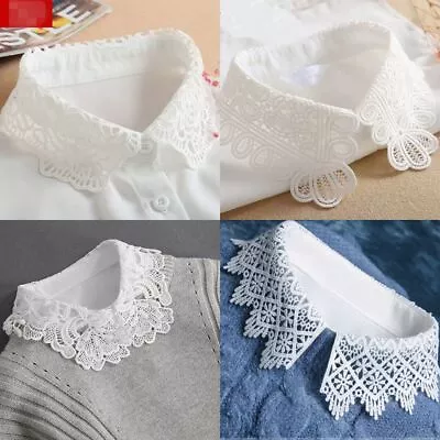 White Embroidered Neckline Lace Detachable Blouse Collar DIY Women Clothes Decor • $10.62