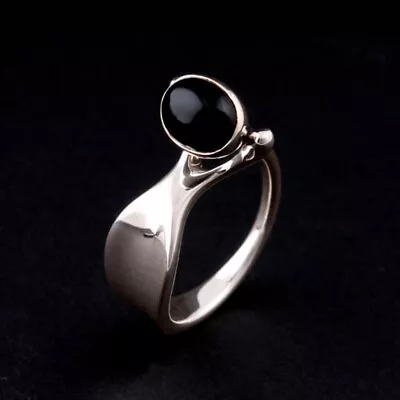 Georg Jensen Sterling Ring # 152. Onyx. Silver. Savannah Vivianna Torun. NEW! • $529