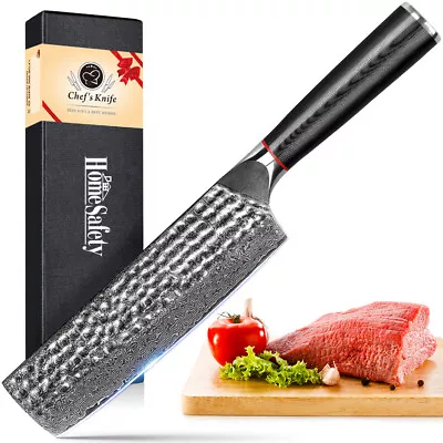 Damascus Nakiri Knife Cooking Knife 7Inch Full Tang Chopping Knife VG10 Cleaver • $49.99