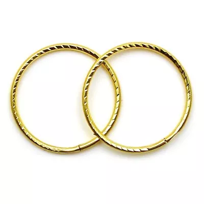 9ct Gold Hoop Earrings 14 Mm Diamond Cut Sleepers Light Weight (1 Pair) • £19.99