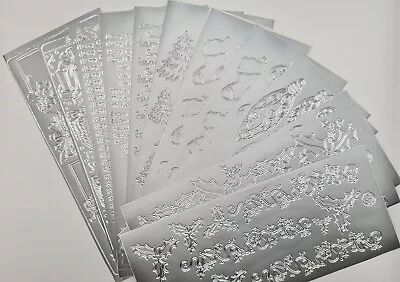 £0.99 • Buy Silver Self Adhesive Outline Stickers/Peel Offs - Christmas Designs For Crafts