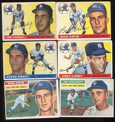 Vintage New York Yankees Topps 1954 1955 1956 Lot Of Eight • $20