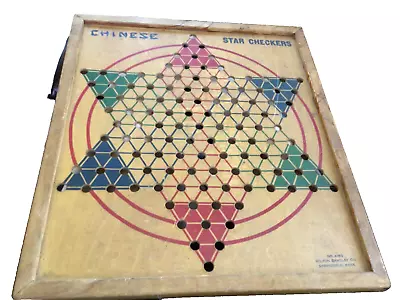 Vintage Americana Milton Bradley Chinese Star Checkers Wood Board • $25