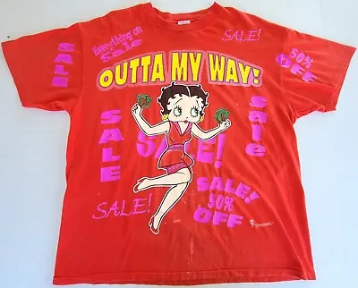 Betty Boop Vtg Shirt Men's XL Outta My Way Shopping Money Red • $44.99