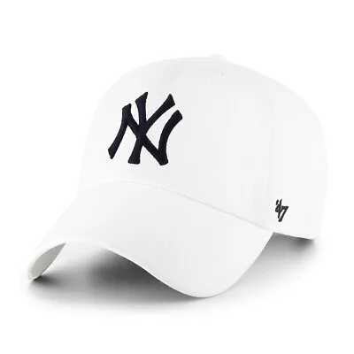 New York Yankees '47 Brand MLB Clean Up Adjustable Strapback Hat Dad Cap White • $29.99