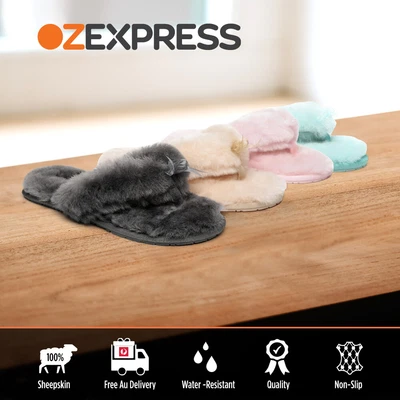 $29.95 • Buy 【SALE】UGG Slippers Women Crossover Fluffy Slides Thongs Multicolour Cinderella
