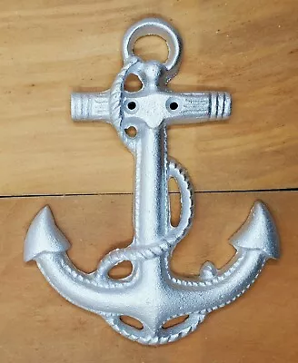 Boat Ship Anchor Nautical Beach Bar Home Decor Wall Mount Plaque Metallic • $17.50