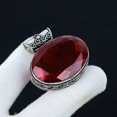 Red Garnet Gemstone Pendant 925 Sterling Silver Pendant Jewelry Handmade Jewelry • £14.26