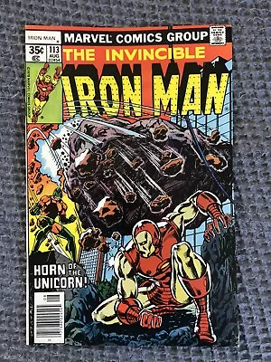 Marvel Iron Man #113 Bronze Age 1978 Comic Book Vs. Unicorn 9.0-9.2  Range • $1.99