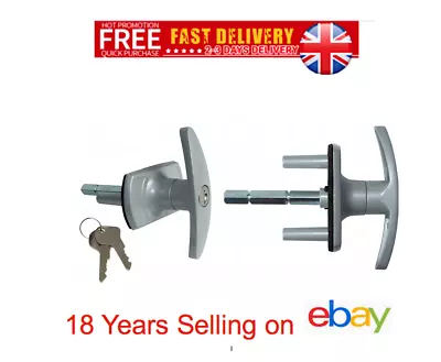 Henderson Garage Door Lock Handle T Bar Locking Silver Locks Parts Cables Spares • £14.95