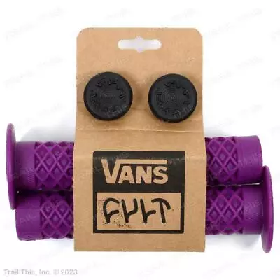 Cult X Vans Flanged - Purple - BMX Bike Grips W/ End Plugs Waffle Pattern 150mm • $13.85