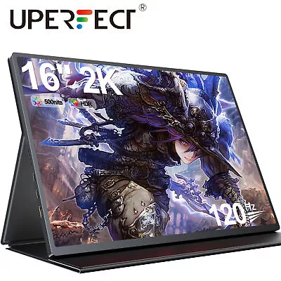 $289.99 • Buy 2K 120Hz 16  Portable Monitor 2560*1600 500Nits Gaming Freesync HDMI Dual Type C