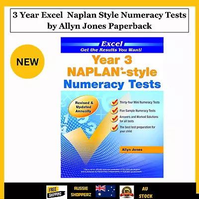 3 Year Excel  Naplan Style Numeracy Tests By Allyn Jones Paperback • $22.97