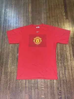 Manchester United Nike T Shirt Sleeve Mens Sz Medium RED BLACK Vintage • $15