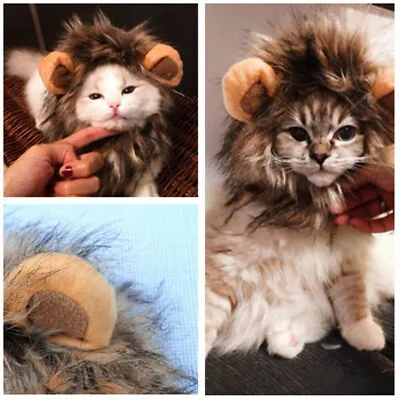 £5.80 • Buy Creative Cute Pet Costume Lion Mane Wig Hat For Dog Cat Funny Dress Up Chrismas;