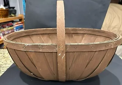 Antique Apple Bushel Gathering Split Wood Basket W/Bentwood Handle 20 X12  • $79.95