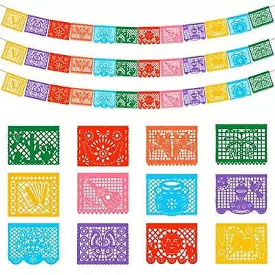 3 Packs Mexican Banners 66 Ft22ft X 3 Papel Picado Banner Large Plastic Mexic... • $21.67
