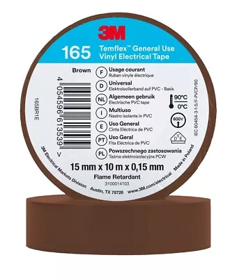 3M Temflex 1500/165 PVC Electrical Insulation Tape15mm X 10m | 11 Colour Opts • £1.33