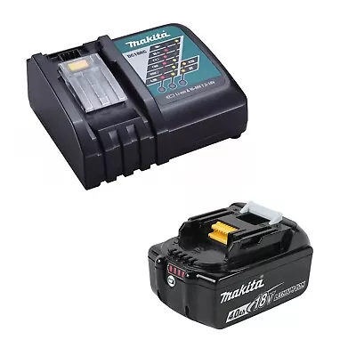 Genuine Makita 18V 4.0Ah LXT Lithium Battery BL1840 + DC18RC Fast Charger • £87.29