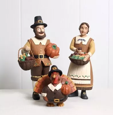 Midwest Of Cannon Falls Thanksgiving Harvest Pilgrim Couple 8in Tall + Turkey • $48
