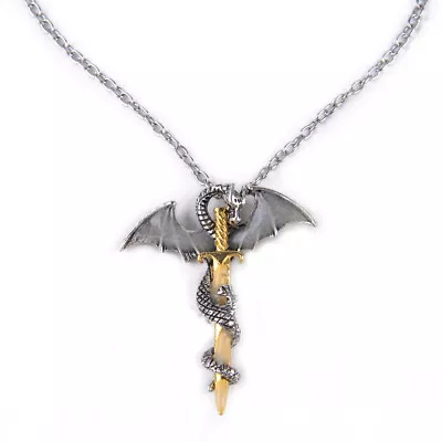 Game Of Thrones Dragon Sword Necklace Luminous Glow Pendant Punk Gift & • £4.39