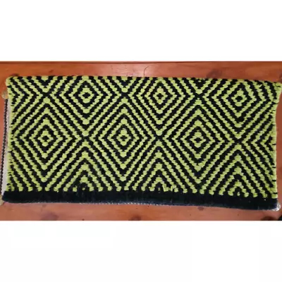 Mayatex Western Show Saddle Blanket Wool Chartreuse Black Diamond Pattern USED • $45.99