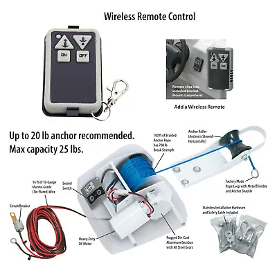 Electric Windlass Anchor Winch Wireless Remote Controlled Marine Saltwater Boat • $151.20