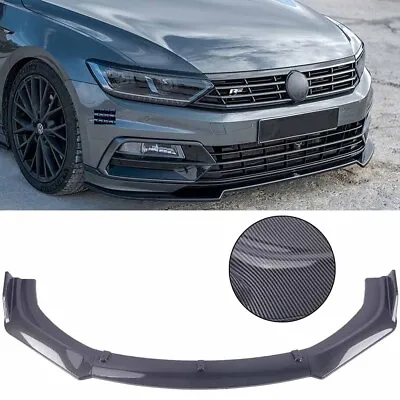 For VW Passat R 2015-22 Carbon Fiber Front Bumper Lip Splitter Spoiler Body Kit • $48.56