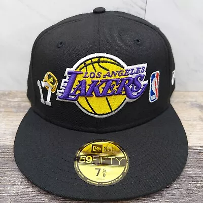 New Era Los Angeles Lakers 59FIFTY Count The Ring Fitted Hat Cap Size 7 5/8 • $35