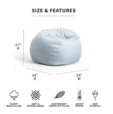 $27.73 • Buy Big Joe Dot Bean Bag Chair Kids With Filling Peat Gray, Playrooms, Durable NEW