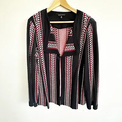 Ming Wang Cardigan Sweater Jacket Single Hook Close Geo Stripe  Womens 0X XXL • $38