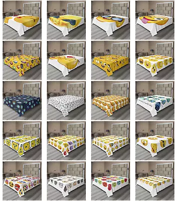 Ambesonne Emoji Flat Sheet Top Sheet Decorative Bedding 6 Sizes • $29.99