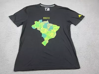 Adidas Shirt Mens Adult Large Black Brazil Logo Soccer Futbol Athletic Shirt • $15.08