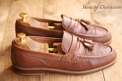 Russell & Bromley Brown Woven Leather Tasselled Shoes Loafers Mens UK 9 US 10 • £49