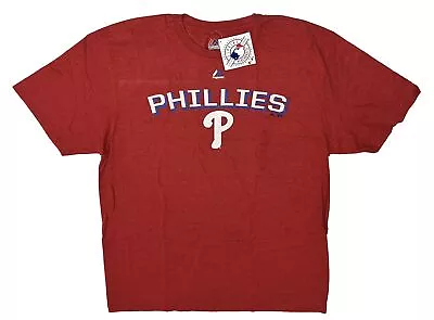 Majestic MLB Philadelphia Phillies Logo Red Short Sleeve Shirt Choose Size • $14.69