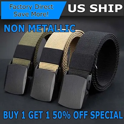 Men's Plastic Cam Buckle Nylon Canvas Tactical Waistband Webbing Military Belt • $4.75