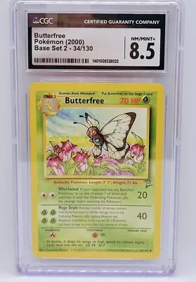2000 Vintage Pokemon TCG Base Set 2 Butterfree - #34 - Graded CGC  8.5 • $3.99