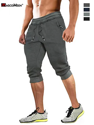 Men's 3/4 Below Knee Capri Shorts Gym Workout Bodybuilding Running Sport Pants • $26.98