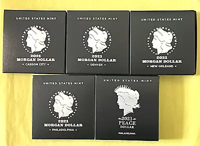 2021 CC D O P Morgan Silver Dollar/Peace $ Coin Empty OGP And COA (lot Of 5) • $10