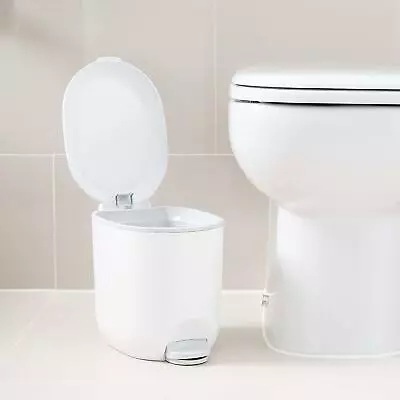 Addis Bathroom Bin White 3.5 Litre Small Pedal Kitchen Toilet Waste Rubbish • £18.49