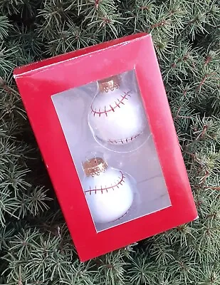 Mini Glass Baseball Ornaments Holiday Home 1.5  Baseballs Set Of 2 • $7.50