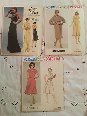 3 Vintage VOGUE Sewing Patterns Carol Horn Nina Ricci Edith Head 12 Uncut Paris • $15.99