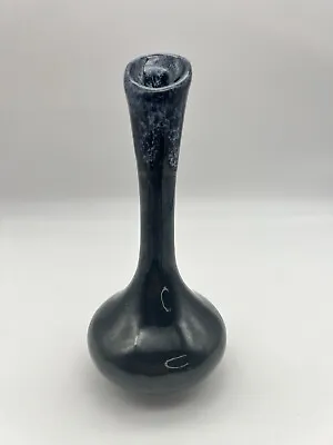 VTG Anna VAN BRIGGLE BUD VASE Art Pottery BLACK & WHITE Drip Glaze 6.5” Tall • $14.40