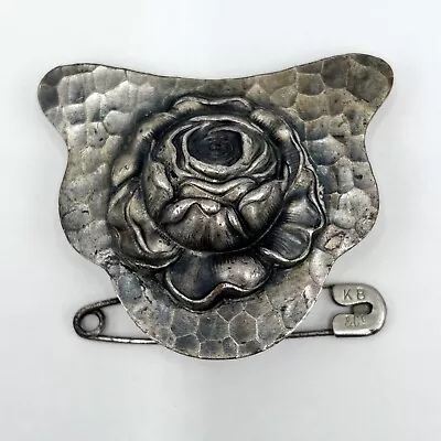 Vintage Signed Sterling K&B Co. Mid Century Floral Rose Brooch Pin Rare Design • $69.99