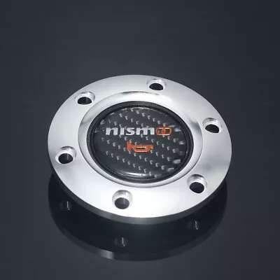 JDM Nismo Carbon Fiber Sport Steering Wheel Horn Button+Silver Aluminum Edge • $21.99