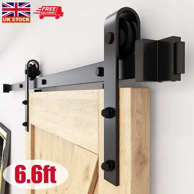 £28.09 • Buy 6.6 FT/200cm Sliding Barn Wood Door Hardware Steel Slide Closet Rail Track Set