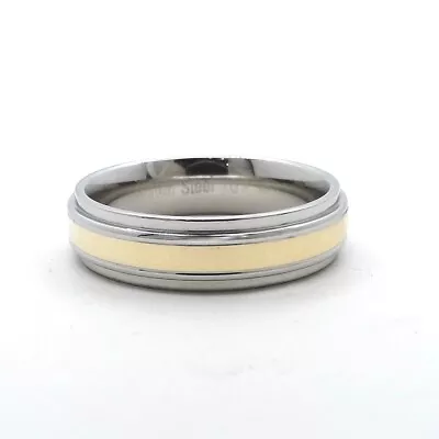 Triton 10k Gold Stainless Steel Unisex Wedding Band Ring Two Tone 6mm Sz10 • $94.05